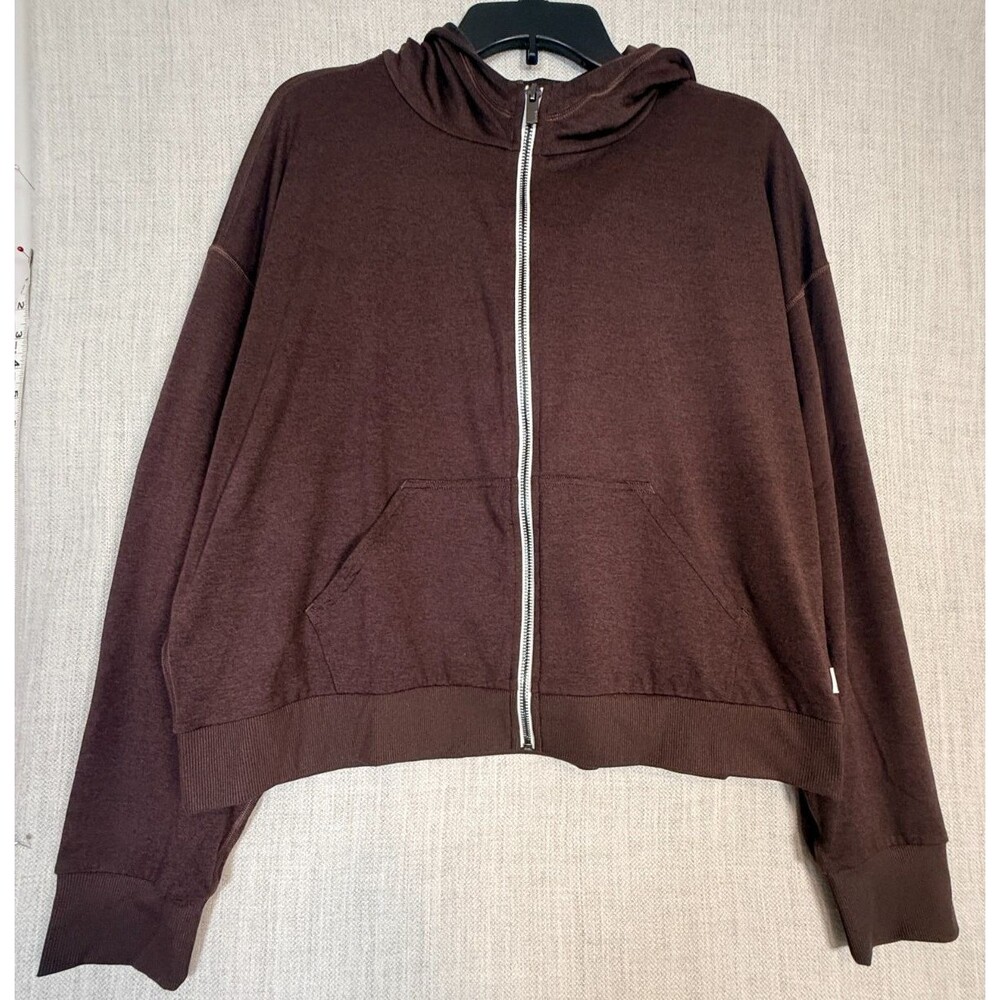 Vuori Halo Mini Full Zip Hoodie Women's XL Heather Brown Pristine NWOT
